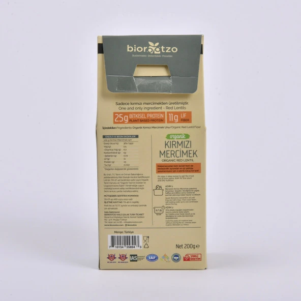Organik Kırmızı Mercimek Arpa Şehriye Glutensiz Vegan Yüksek Bitkisel Protein 200 g - 4