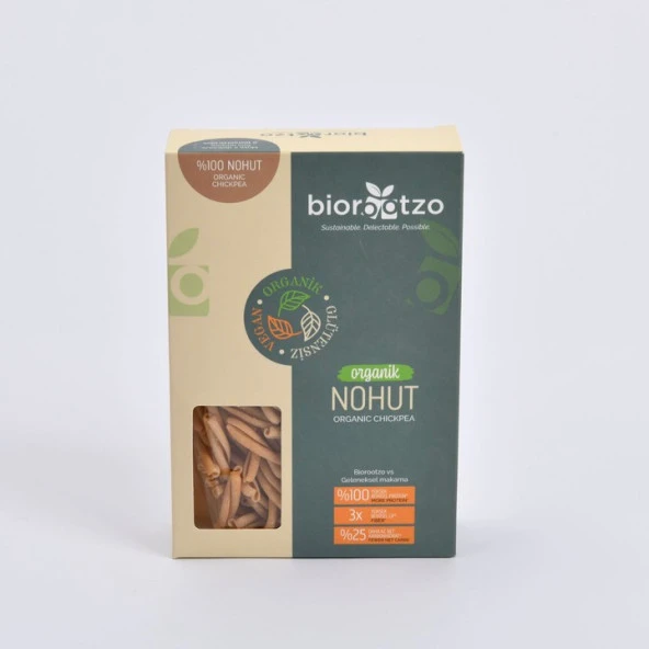 Biorootzo Organik Glütensiz ve Vegan Artizan Bronz Kalıp Nohut Casarecce 200 g - 2