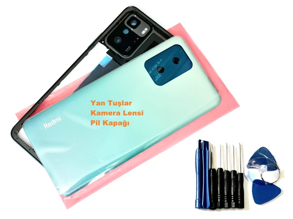 Tkgz Xiaomi Redmi NOTE 10 PRO (5G) FULL ORJ KASA Arka Pil Batarya Kapağı (TAMİR SETİ) MAVİ ürün görseli 1