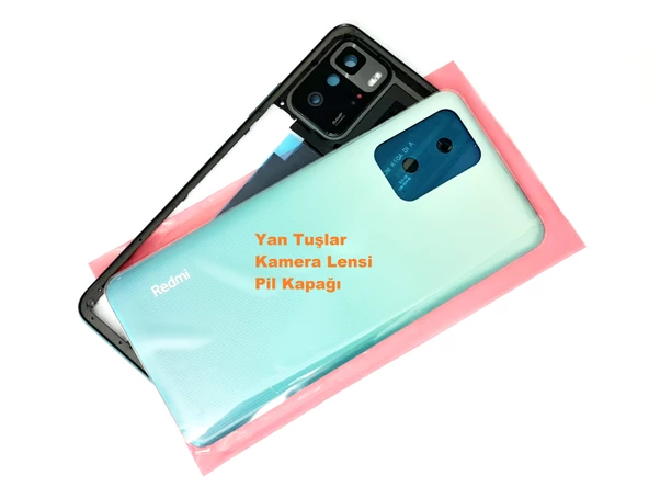 Tkgz Xiaomi Redmi NOTE 10 PRO (5G) FULL ORJ KASA Arka Pil Batarya Kapağı (TAMİR SETİ) MAVİ - Resim 2