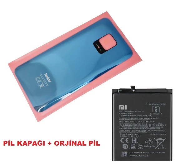 Tkgz Xiaomi Redmi NOTE 9 PRO Arka Kapak Batarya Kapağı + PİL (CAM) GRİ