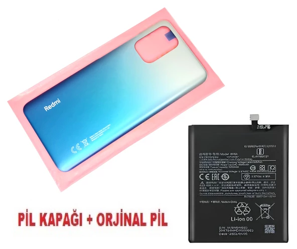 Tkgz Xiaomi Redmi NOTE 10 (4G) Arka Pil Batarya Kapağı + PİL MAVİ