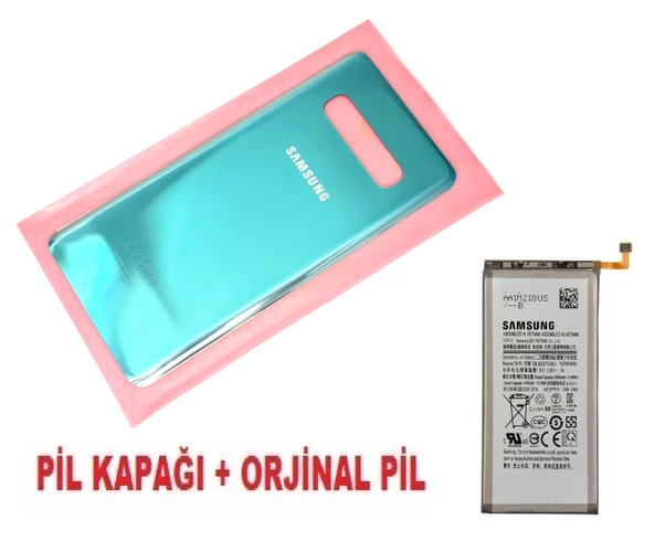 Tkgz Samsung Galaxy S10 PLUS Arka Pil Batarya Kapağı + PİL (CAM) YEŞİL