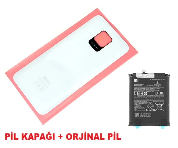 Tkgz Xiaomi Redmi Note 9S Arka Kapak Batarya Kapağı + PİL (CAM) BEYAZ