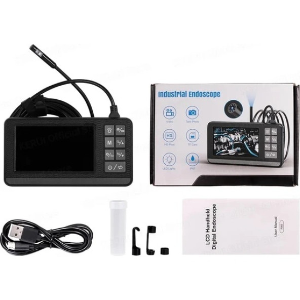 Ekranlı Yılan Kamera (Çift Kamera + 8 LED + Hafıza Kart Kayıt + 5 Metre Sert Kablo) - 2