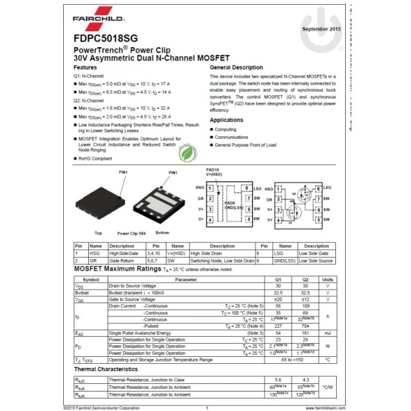 5018 5018SG FDPC5018 FDPC5018SG Notebook Entegresi (Mosfet) - 2