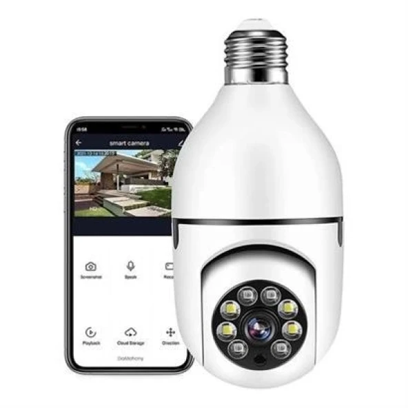 EPILONS Wifi 360 Panoramik Ampul Kamera Gece Görüş Ses Akıllı Hareket Algılayıcı