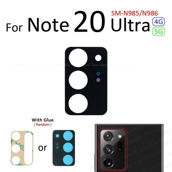 Samsung Galaxy NOTE 20 ULTRA Arka Kamera Camı Lens Yapışkanlı