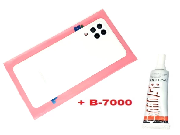 Tkgz Samsung Galaxy A22 (4G) Arka Pil Batarya Kapağı (FULL Kamera Lensli+B-7000) BEYAZ