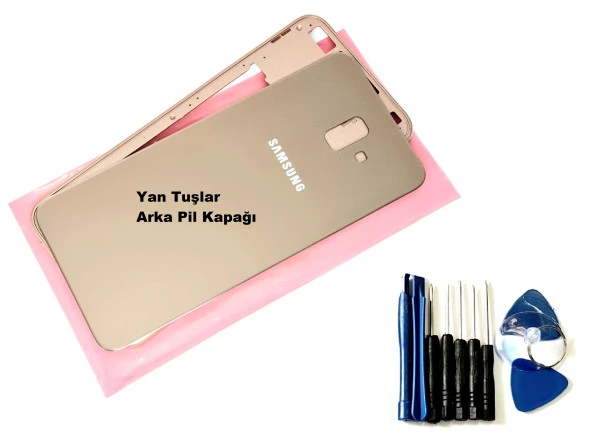 Tkgz Samsung Galaxy J6 Plus KASA Arka Pil Batarya Kapağı (TAMİR SETİ) GOLD