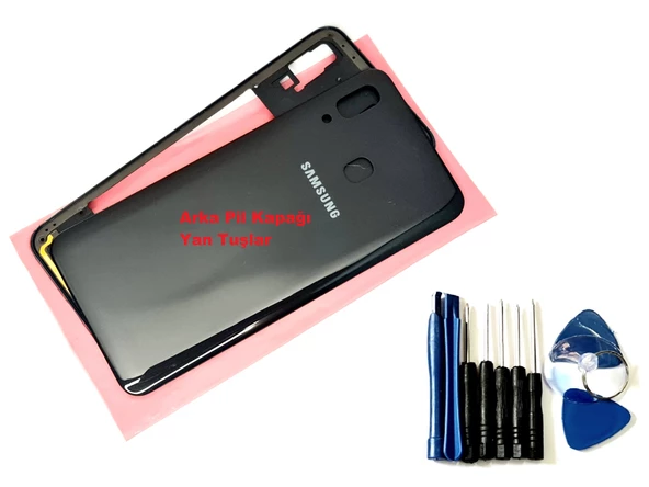 Samsung Galaxy A20 (A205) FULL ORJ KASA Kasa Arka Pil Batarya Kapağı (TAMİR SETİ) SİYAH ürün görseli