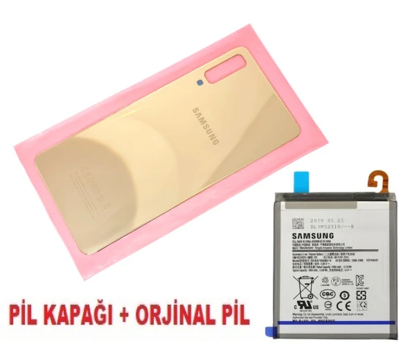 Samsung Galaxy A7 A750 Arka Pil Batarya Kapağı + PİL (CAM) GOLD