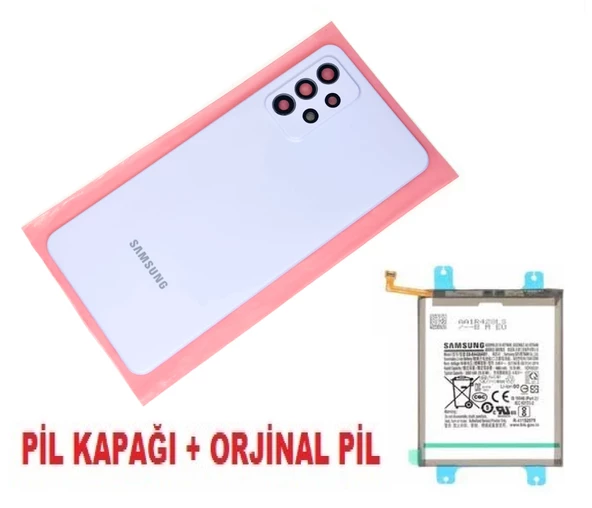 Samsung Galaxy A72 A725 Arka Pil Batarya Kapağı + PİL (Kamera Lensli) MAVİ