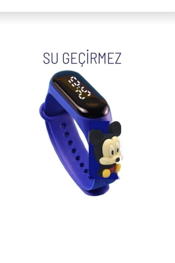 Mavi Mickey Mouse Dokunmatik Dijital Led Su Geçirmez Çocuk Genç Saati (AKILLI SAAT DEĞİLDİR)