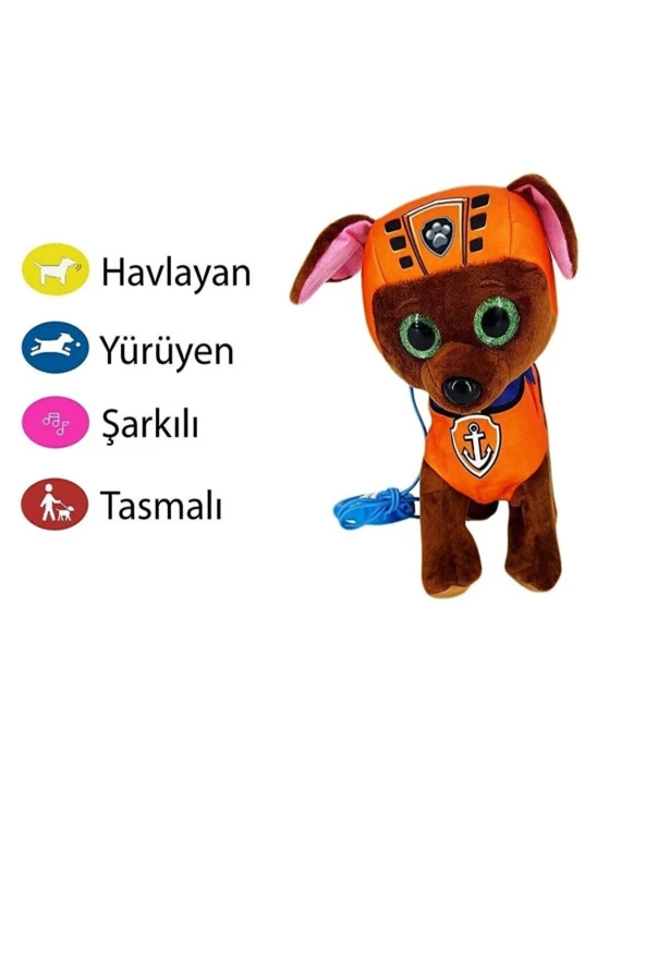 Paw Patrol Köpek Sesli Yürüyen Havlayan Tasmalı Oyuncak Kahve Rengi