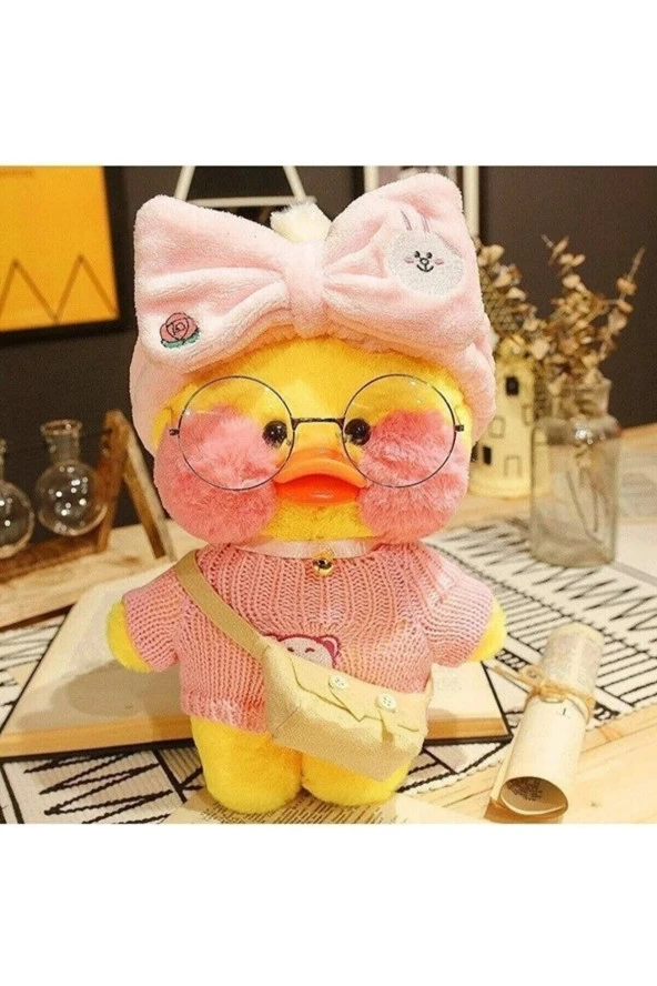 Lalafanfan Kawaii Karikatür 30cm Ördek Peluş Doğum Günü Hediyesi Aksesuarlı Ördek