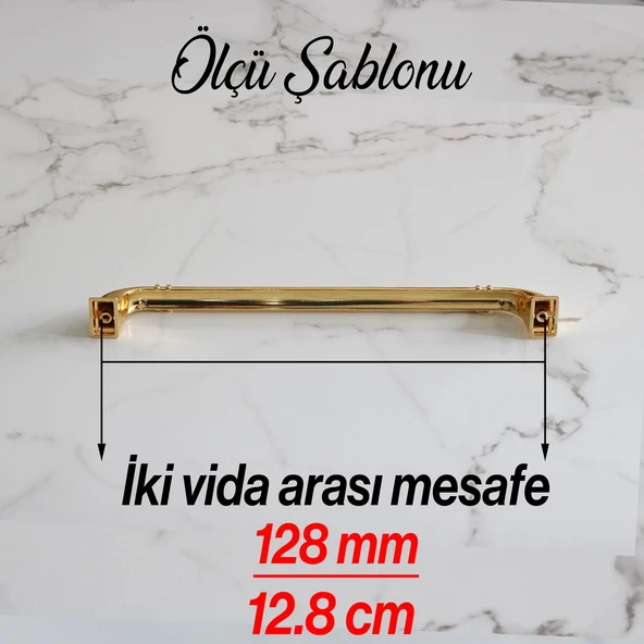 Roma 128 mm Gold Altın Kulp Metal Mobilya Çekmece Dolap Kapak Mutfak Kulpları Kulbu Dolabı Kulpu - 7