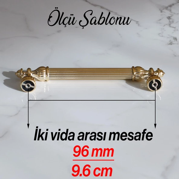 Şah 96 mm Gold Altın Kulp Metal Mobilya Dolap Çekmece Kapak Mutfak Kulpları Kulbu Dolabı Kulpu - 6