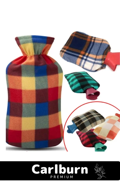 Premium Büyük Boy Kauçuk Yıkanabilir Polar Kılıflı Termofor Regl Kötü Hava Sıcak Su Torbası 2 Lt - 3