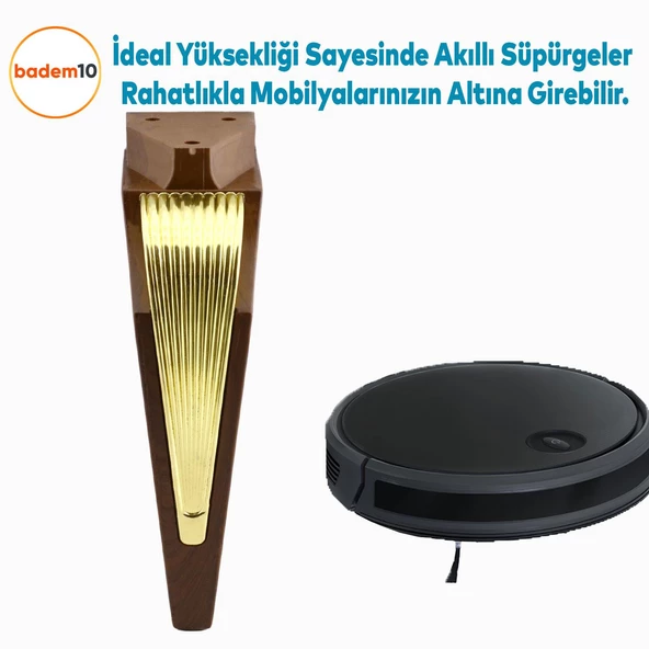 Salkım Mobilya Oturma Grubu Kanepe Tv Ünitesi Konsol Koltuk Ayağı Ayakları Ceviz Altın 19 Cm - 5