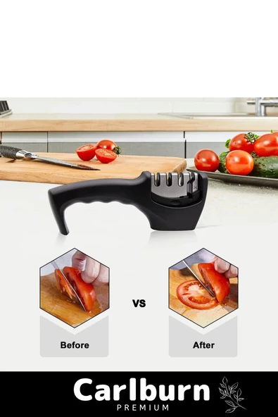 Özel Üretim Tutmalı Paslanmaz Keskinleştirici 3 Kademeli Profesyonel Kolay Bıçak Bileme Aleti - 4