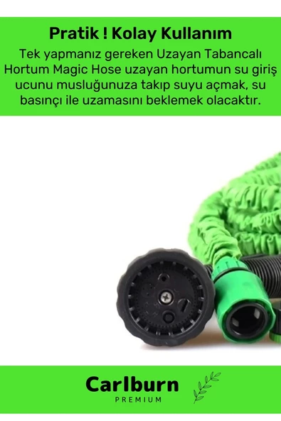 Özel Üretim Dolaşmaz Kırılmaz 7 Kademeli Uzayan Bahçe Sulama Araç Yıkama Tabancalı 30 Metre Hortum - 5