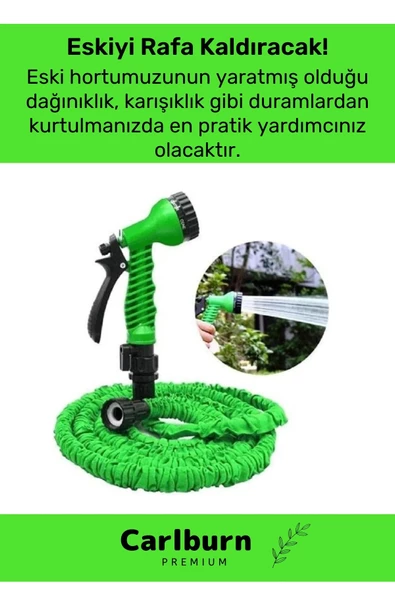 Özel Üretim Dolaşmaz Kırılmaz 7 Kademeli Uzayan Bahçe Sulama Araç Yıkama Tabancalı 30 Metre Hortum - 3