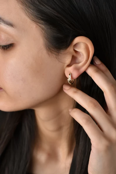 ÇG Kp44 Taşlı Halka Küpe - 2