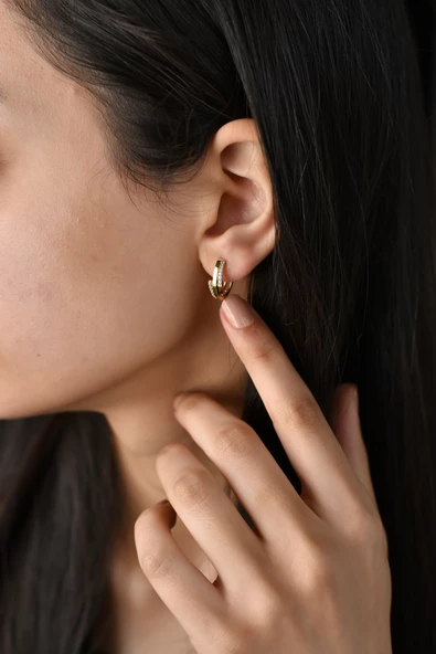 ÇG Kp44 Taşlı Halka Küpe - 3