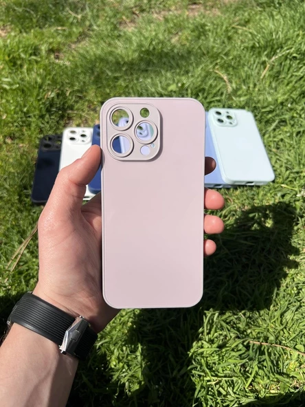 İphone 15 Pro Max Uyumlu Parlak Premium Renkli Cam Telefon Kılıfı - Resim 7