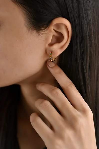 ÇG Kp85 Renkli Taşlı Altın Küpe - 2