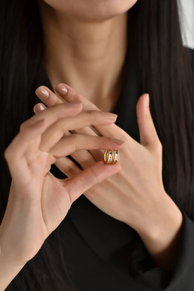 ÇG Kp85 Renkli Taşlı Altın Küpe - 3