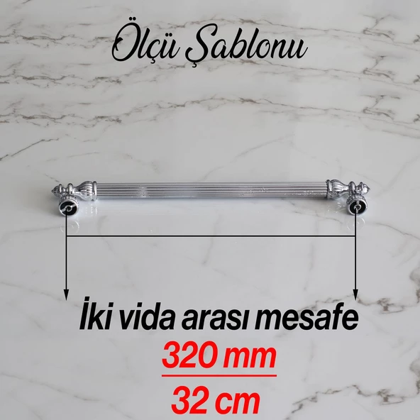 Şah 320 mm Krom Renk Kulp Metal Mobilya Dolap Çekmece Kapak Mutfak Kulpları Kulbu Dolabı Kulpu - Resim 7