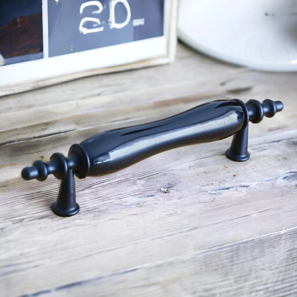 Porselen Siyah 96 mm Kulplar Mobilya Mutfak Dolabı Çekmece Dolap Kapak Kulpu Kulbu 9.6 cm - Resim 5