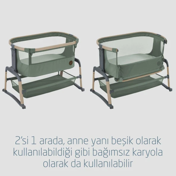 Maxi-Cosi Iora Air Sallanabilen Ahşap Görünümlü Anne Yanı Beşik Beyond Green - 3
