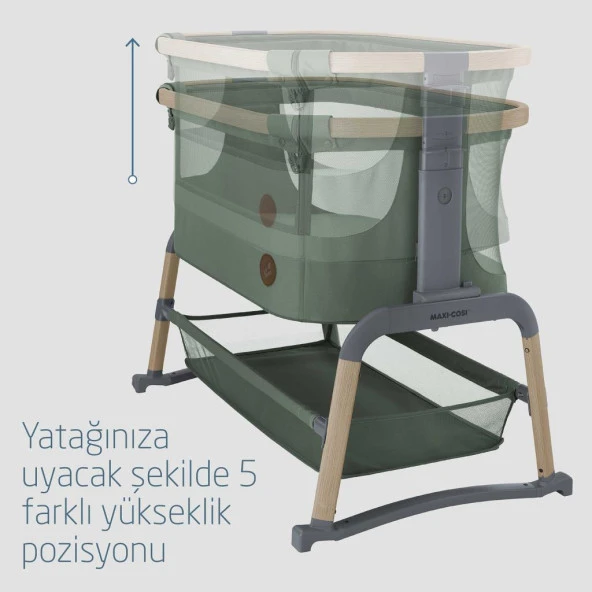 Maxi-Cosi Iora Air Sallanabilen Ahşap Görünümlü Anne Yanı Beşik Beyond Green - 4