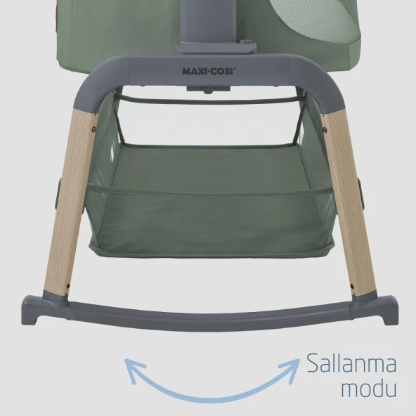 Maxi-Cosi Iora Air Sallanabilen Ahşap Görünümlü Anne Yanı Beşik Beyond Green - 6