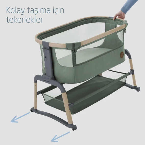Maxi-Cosi Iora Air Sallanabilen Ahşap Görünümlü Anne Yanı Beşik Beyond Green - 7