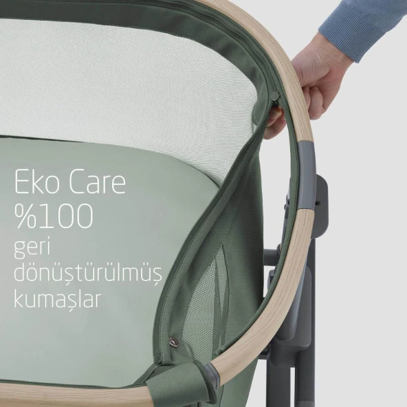Maxi-Cosi Iora Air Sallanabilen Ahşap Görünümlü Anne Yanı Beşik Beyond Green - 12
