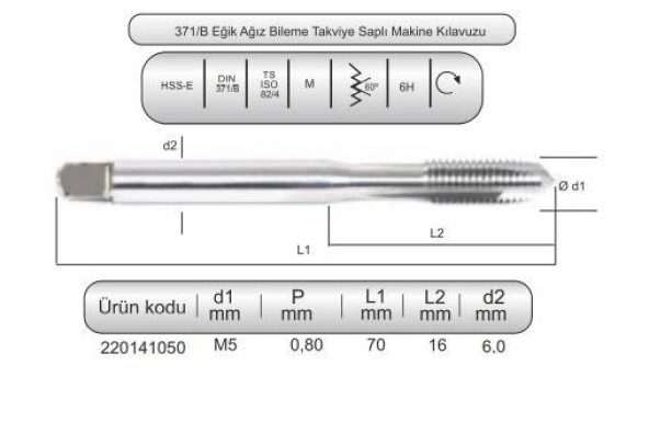 HSSE DIN371/B MAK.KLVZ. M5x0,8 (6H) - Resim 4