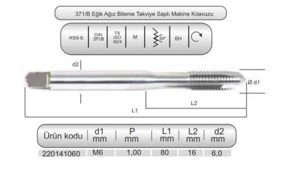 HSSE DIN371/B MAK.KLVZ. M6x1,0 (6H) - Resim 3