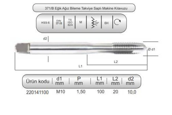 HSSE DIN371/B MAK.KLVZ. M10x1,5 (6H) - Resim 2