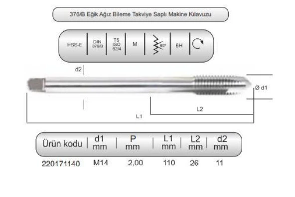 HSSE DIN376/B MAK.KLVZ. M14x2 (6H) - Resim 2
