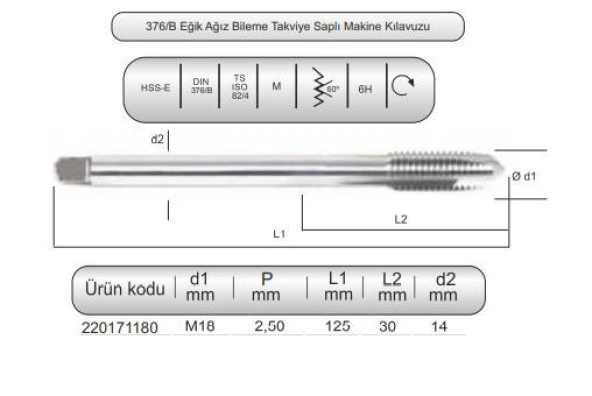 HSSE DIN376/B MAK.KLVZ. M18x2,5 (6H) - Resim 2