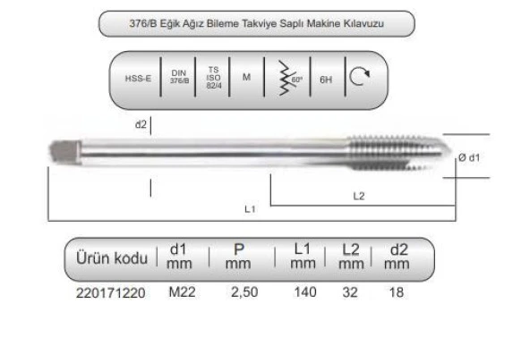 HSSE DIN376/B MAK.KLVZ. M22x2,5 (6H) - Resim 3