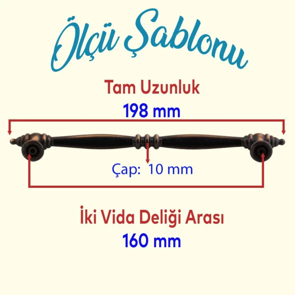 Mobilya Mutfak Dolabı Çekmece Dolap Kapak Kulpu Metal Kulp Kulbu Kulpu 160 mm Antik Bakır