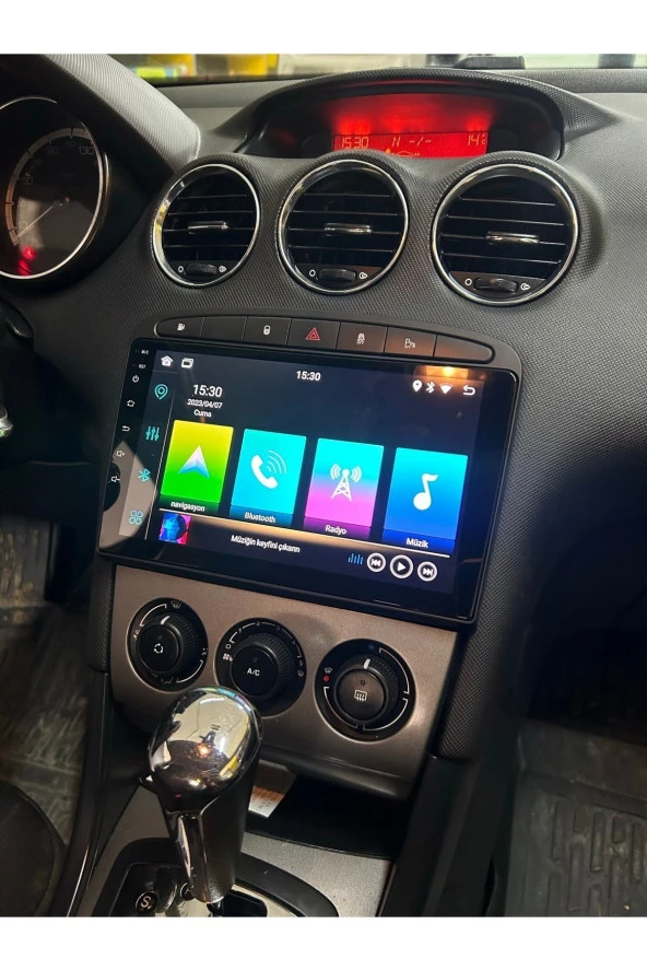 Peugeot 308 Çerçeveli Android 12 Multimedya Carplay 4GB RAM+64GB HDD Navigasyon Ekran
