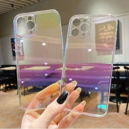 İphone 12 Parlak Rainbow Holografik Kamera Korumalı Sert Kılıf - Resim 2