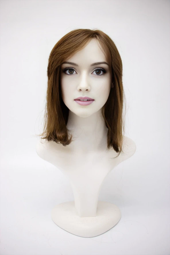 Kısa Boy Düz Fiber Sentetik Peruk - Açık Kumral - Resim 2