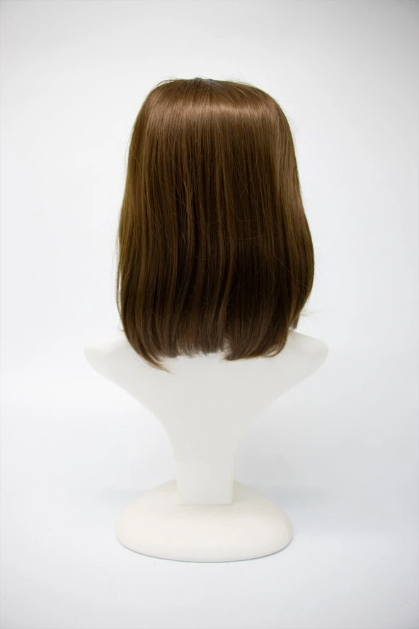 Kısa Boy Düz Fiber Sentetik Peruk - Açık Kumral - Resim 6